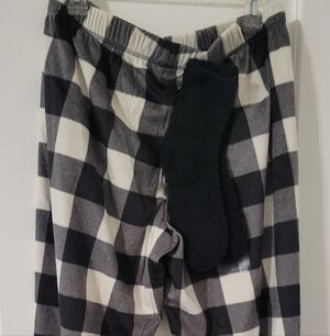 Black and White Checkered Pajama Pants with Socks